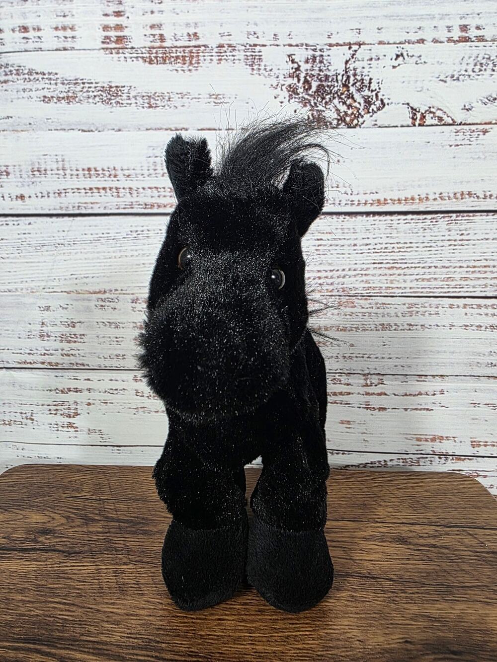 GANZ Webkinz Black Horse Plush 10" Stuffed Animal Fuzzy Mane Tail Standing Pony